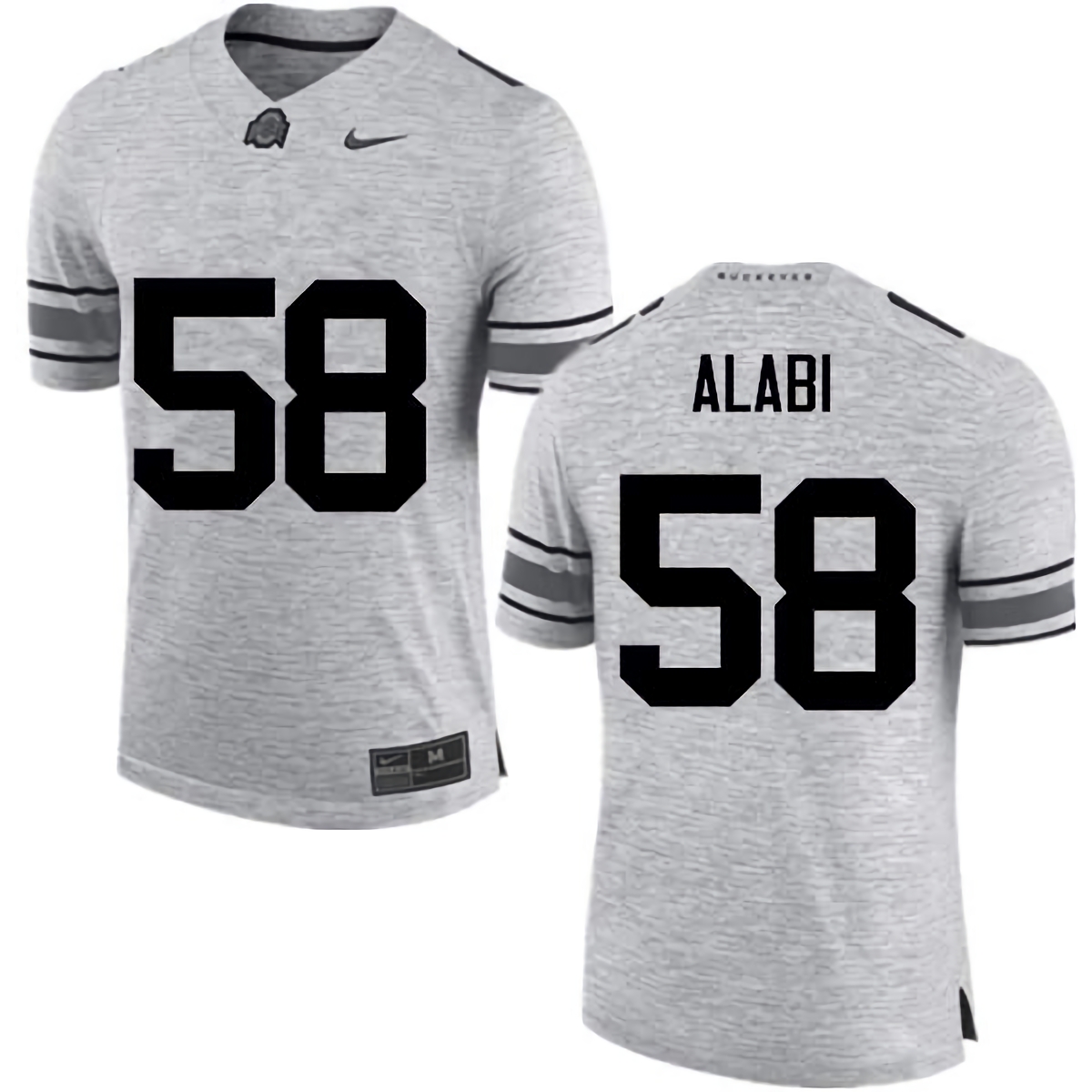 Joshua Alabi Ohio State Buckeyes Men's NCAA #58 Nike Gray College Stitched Football Jersey DOC7656MJ